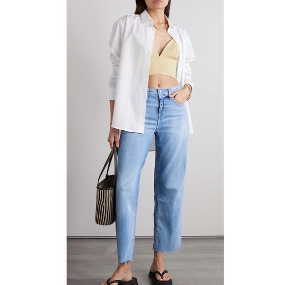 L'Agence Wanda Wide Leg Jeans Size 29 Highland Blue High Rise Crop Casual Staple - Picture 2 of 14